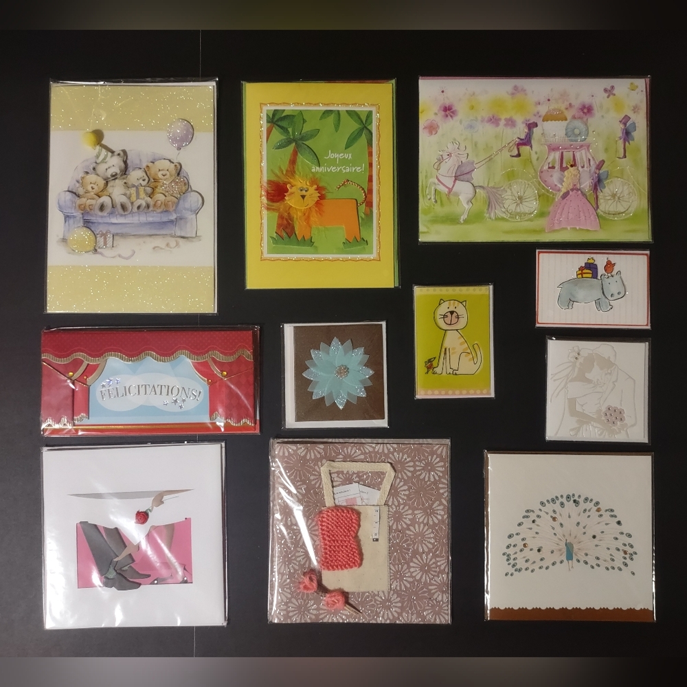 New Assorted Hand Made Greeting Cards Set Paper Magic Group Lot Of 11